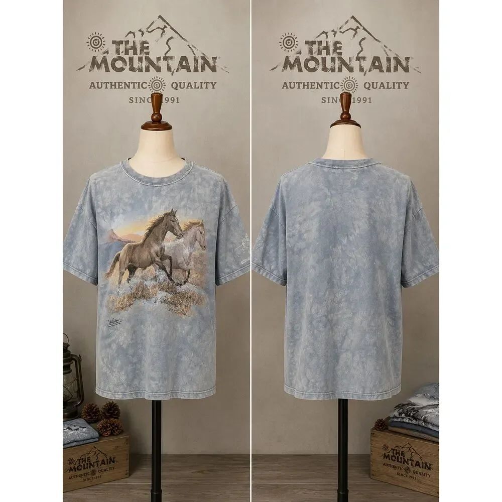 Vintage 2004 The Mountain White Wings Mustang Horse Tie Dye Tee XL